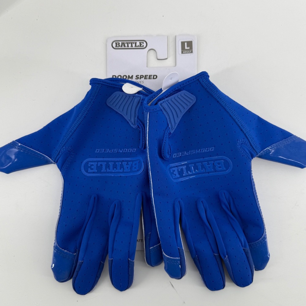 Battle Doom Speed Football Gloves Royal Blue Adult Large Superstick Grip‎